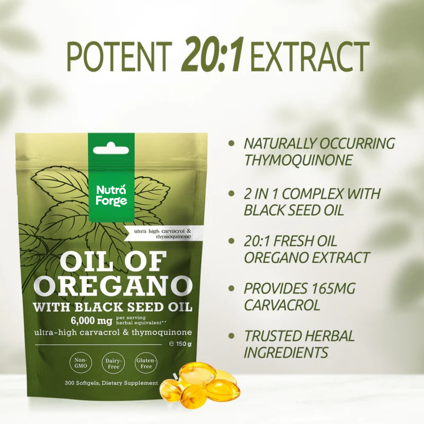 4X Strength Oil of Oregano with Black Seed Oil, 300 Softgels