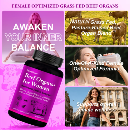 Grass Fed Beef Organ Supplement for Women, Natural Energy & Immune Support, 120 Capsules