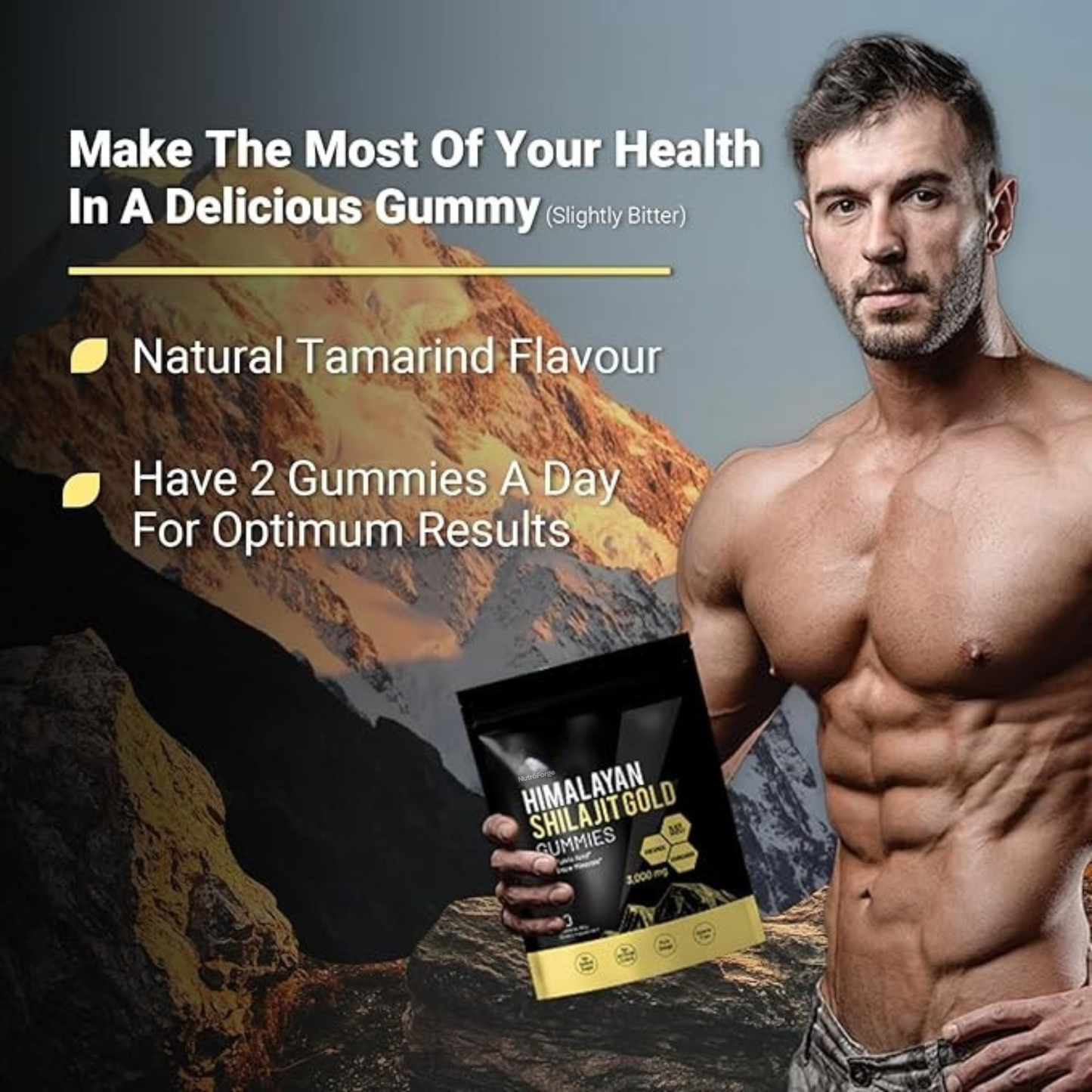 Himalayan Shilajit Gold Gummies, 3000mg Fulvic Acid & Trace Minerals Energy Support, 60 Gummies