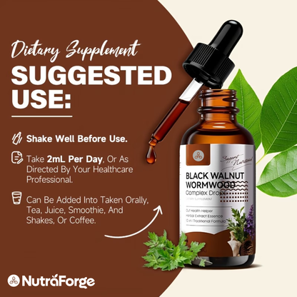 Black Walnut & Wormwood Tincture Drops – Gut, Digestive & Colon Support, 2 fl oz
