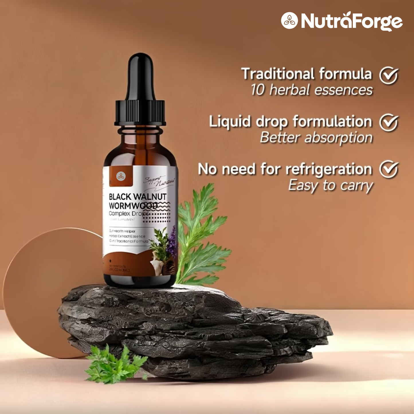 Black Walnut & Wormwood Tincture Drops – Gut, Digestive & Colon Support, 2 fl oz