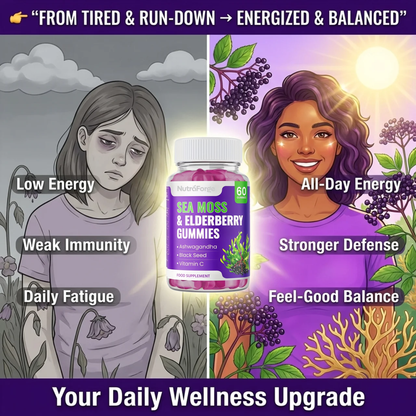 Sea Moss Gummies with Elderberry – Immune Support & Natural Energy, Grape Flavor, 60 Gummies